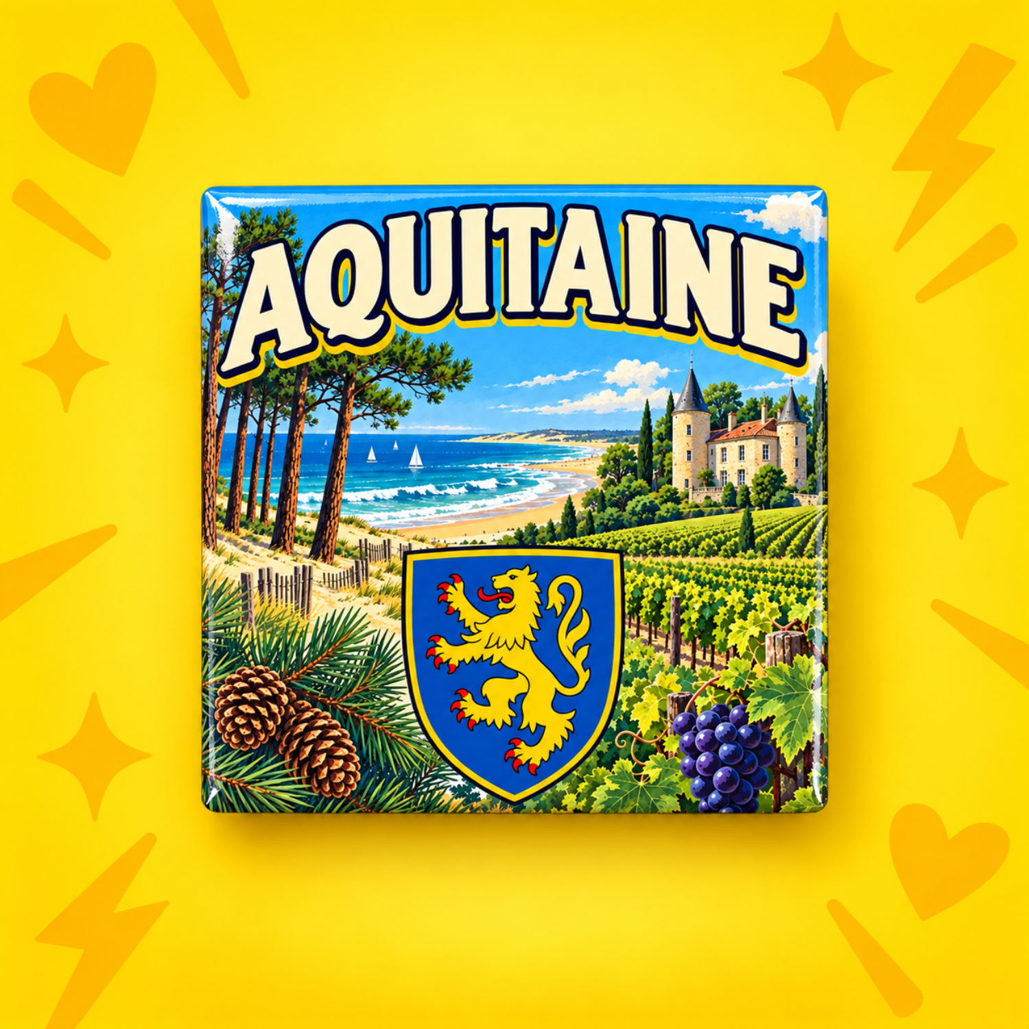 Magnet Aquitaine — carré 5 × 5 cm