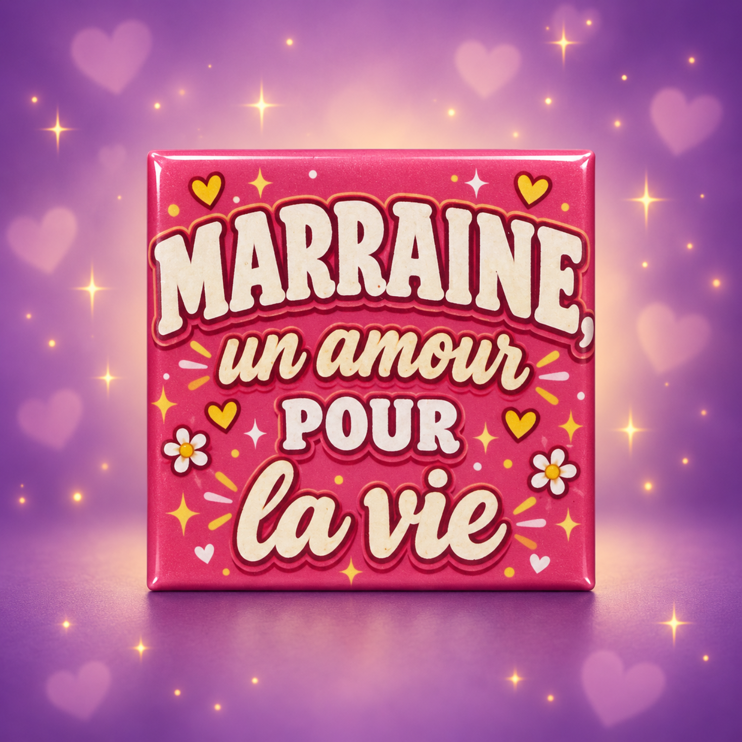 Magnet Marraine un amour pour la vie — carré 5 × 5 cm