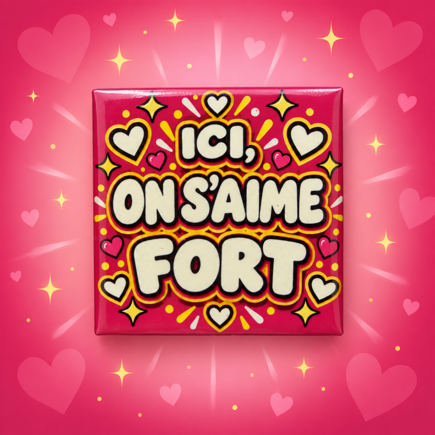Magnet Ici on s’aime — carré 5 × 5 cm
