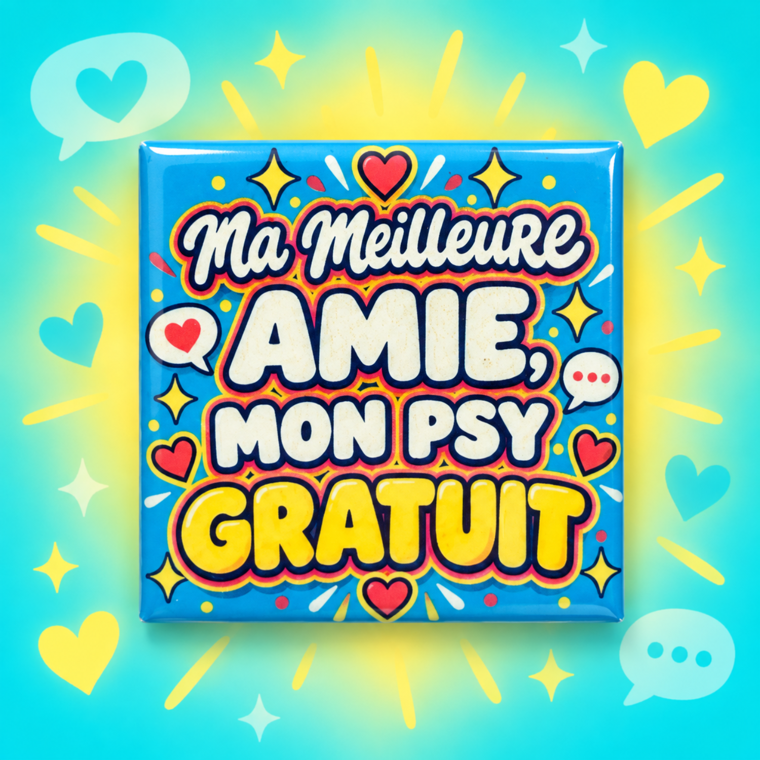 Magnet Ma meilleure amie mon psy gratuit — carré 5 × 5 cm