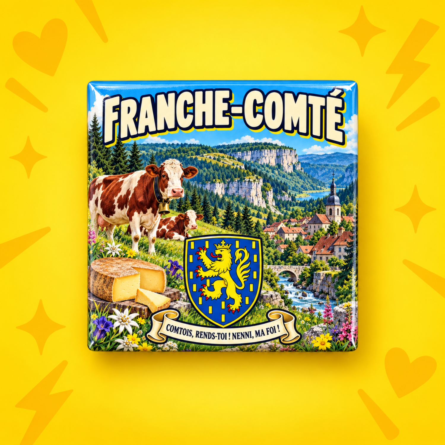 Magnet Franche comté — carré 5 × 5 cm