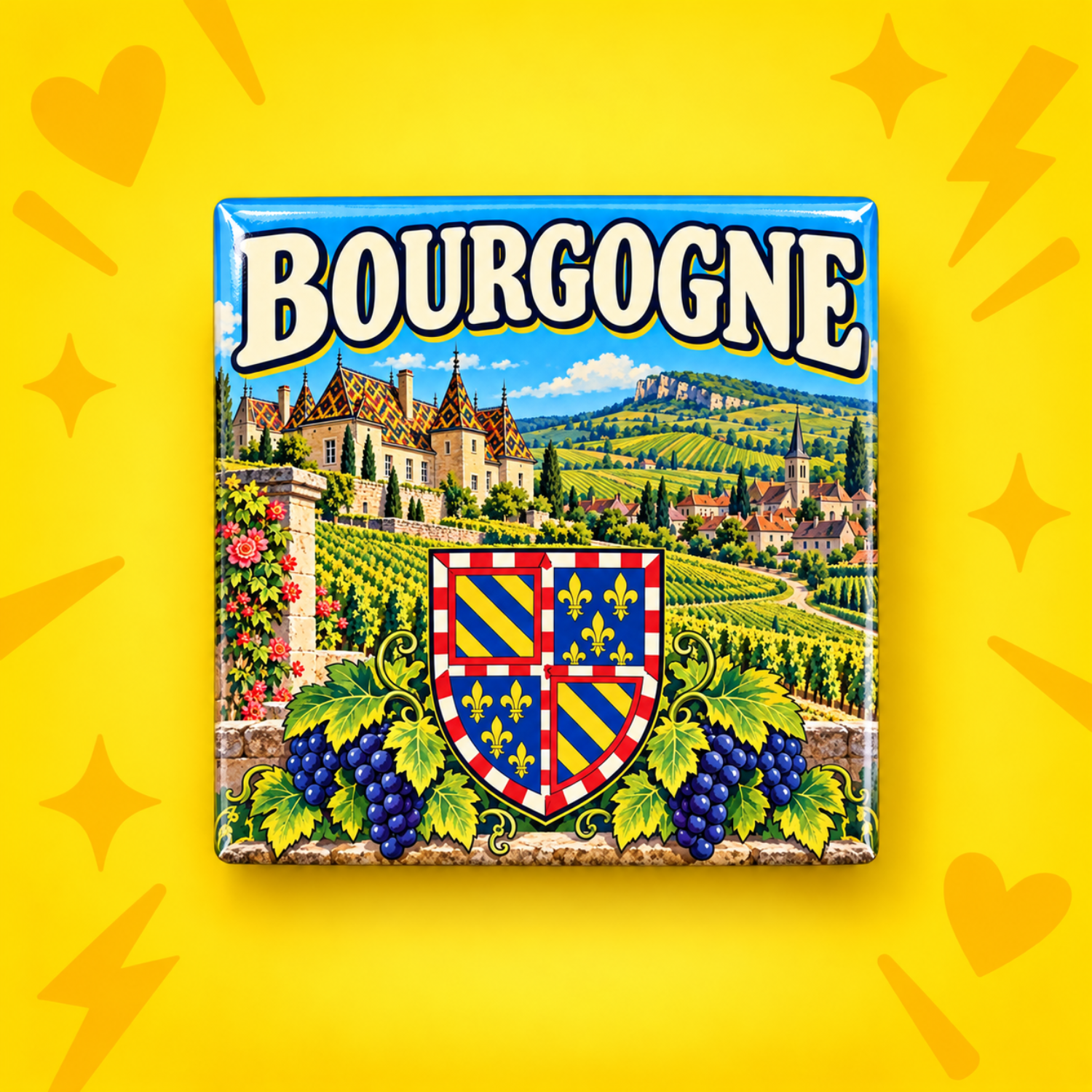 Magnet Bourgogne — carré 5 × 5 cm