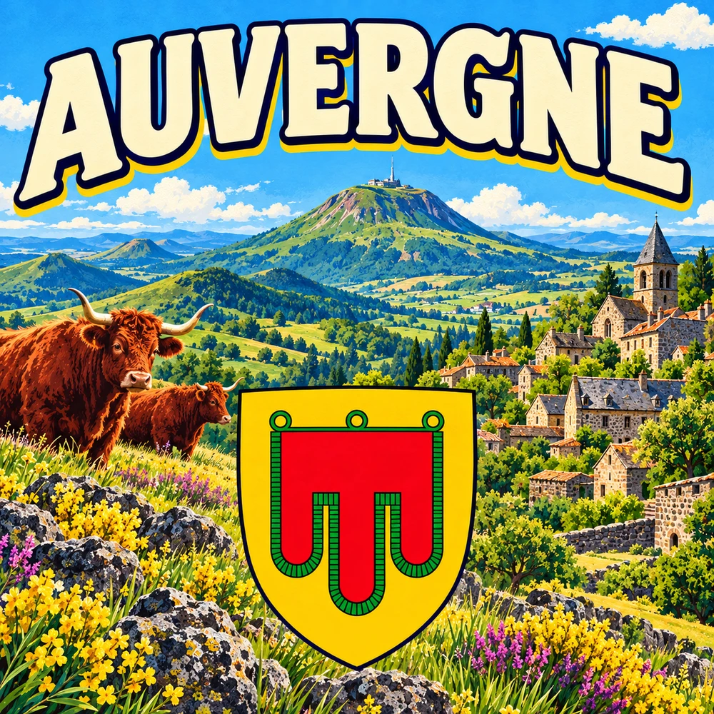 Magnet Auvergne — carré 5 × 5 cm