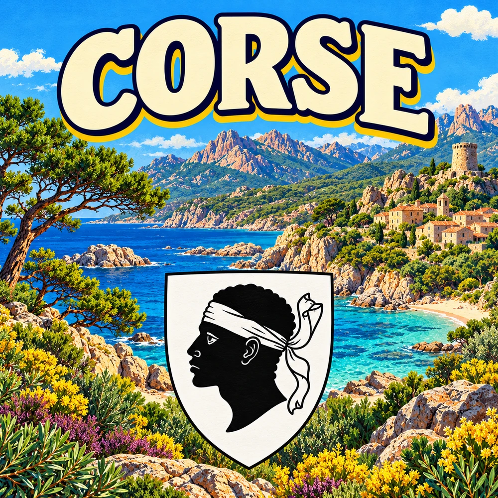 Magnet Corse — carré 5 × 5 cm