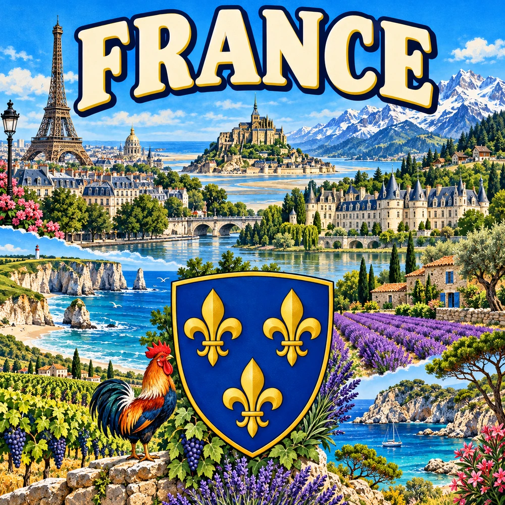 Magnet France — carré 5 × 5 cm