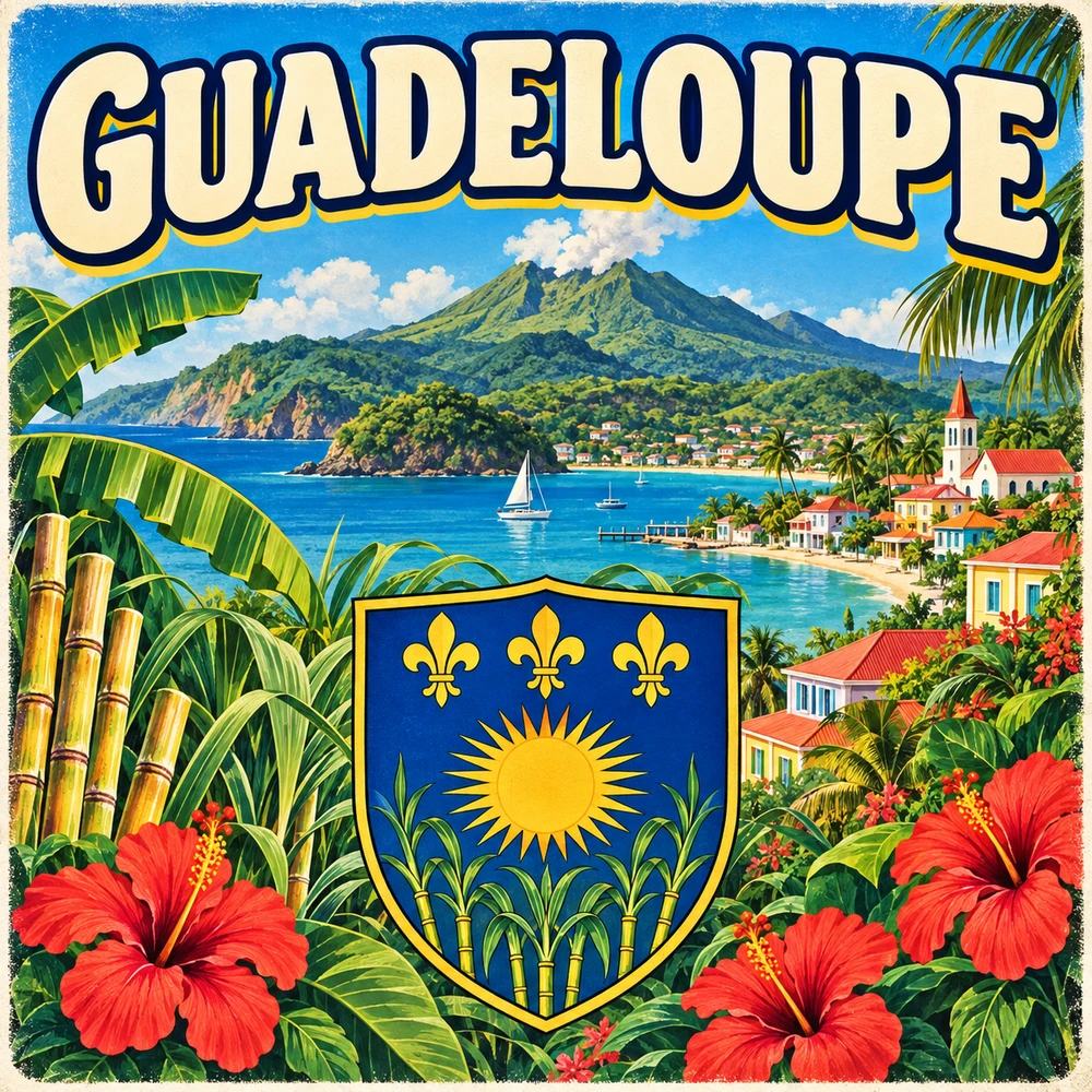 Magnet Guadeloupe — carré 5 × 5 cm