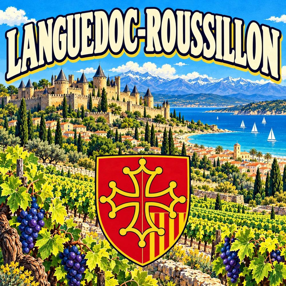 Magnet Languedoc-Roussillon — carré 5 × 5 cm