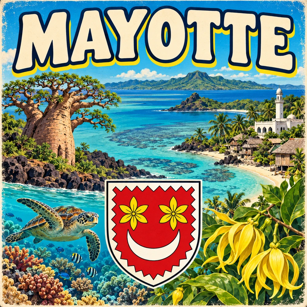Magnet Mayotte — carré 5 × 5 cm
