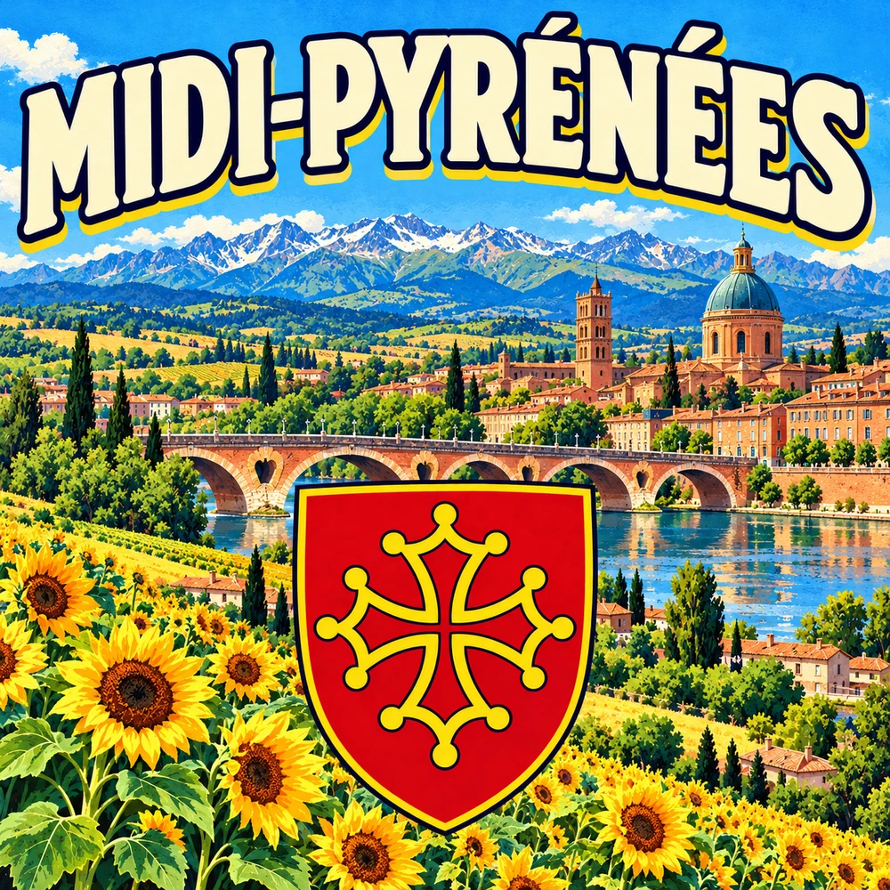 Magnet Midi-Pyrénées — carré 5 × 5 cm