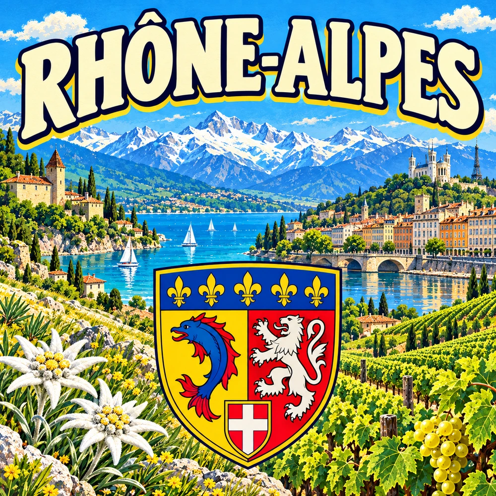 Magnet Rhône-Alpes — carré 5 × 5 cm